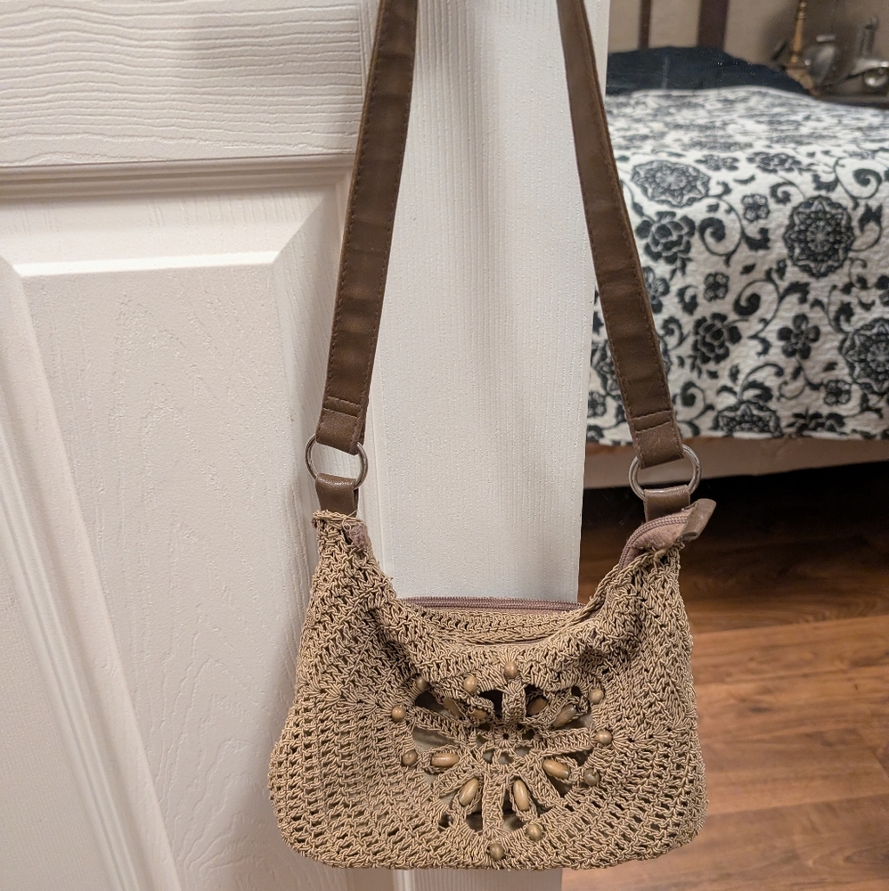 Brown Crochet Shoulder Bag